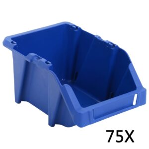 vidaXL Oppbevaringsbokser stablebare 75 stk 153x244x123 mm blå