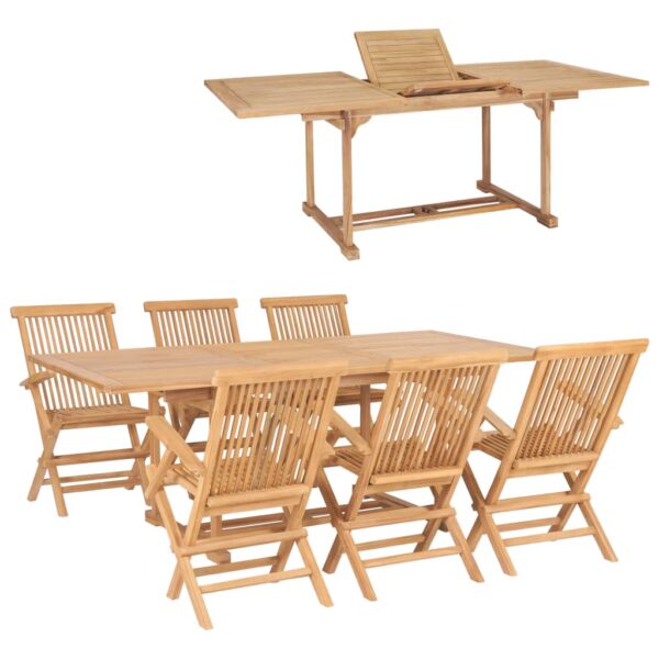 vidaXL Utendørs spisestue 7 deler 150-200x100x75 cm heltre teak