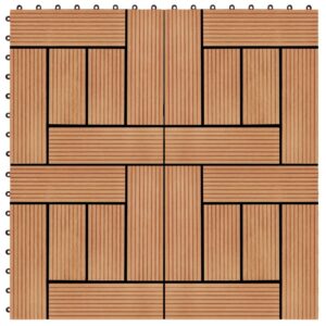 vidaXL Terrassebord 11 stk WPC 30x30 cm 1 kvm teak-farget