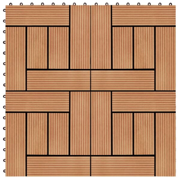 vidaXL Terrassebord 11 stk WPC 30x30 cm 1 kvm teak-farget