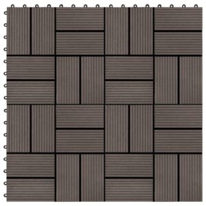 vidaXL Terrassebord 11 stk WPC 30x30 cm 1 kvm mørkebrun