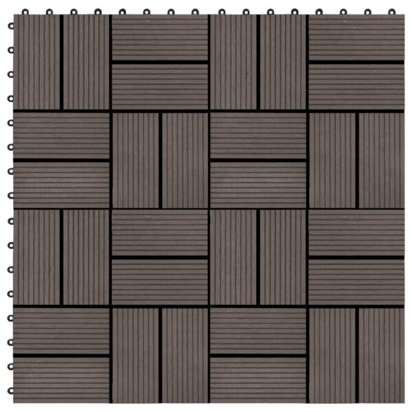 vidaXL Terrassebord 11 stk WPC 30x30 cm 1 kvm mørkebrun