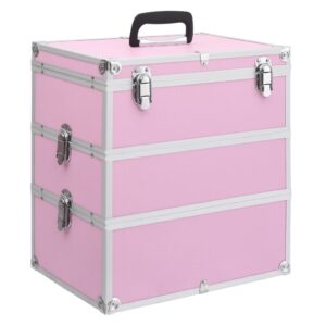 vidaXL Sminkeveske 37x24x40 cm rosa aluminium