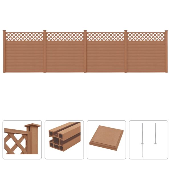 vidaXL Hagegjerde med espalier WPC 705x185 cm brun