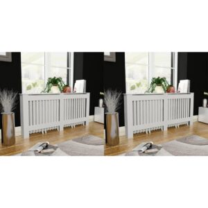 vidaXL Radiatordeksler 2 stk hvit MDF 172 cm