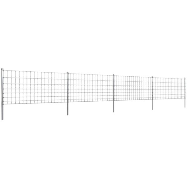 vidaXL Step-in gjerde med stolper sinkbelagt jern 50 m 100/8/15