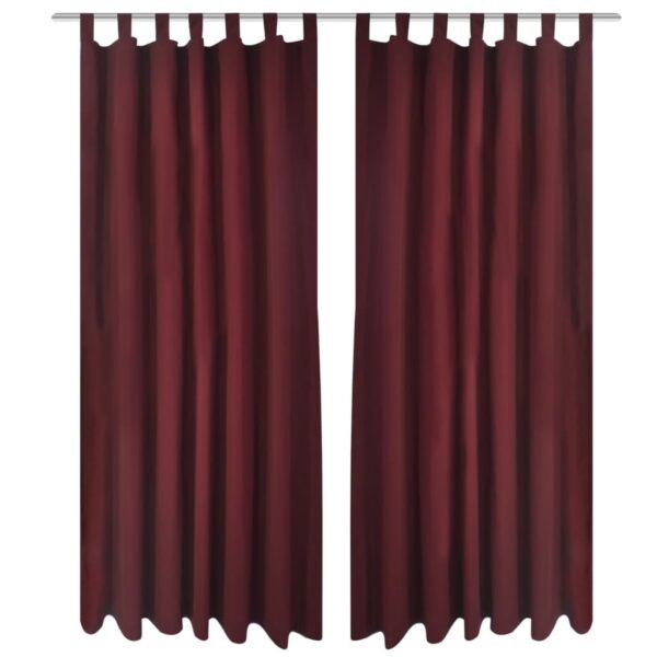 2stk Bordeaux Micro-Sateng Gardiner med Sløyfer 140 x 225 cm