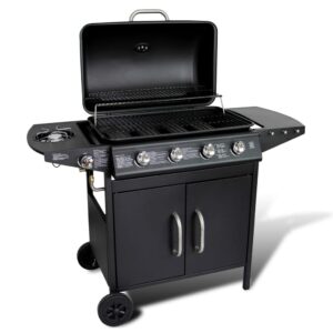 vidaXL Gassgrill rustfritt stål 4+1 brennere svart