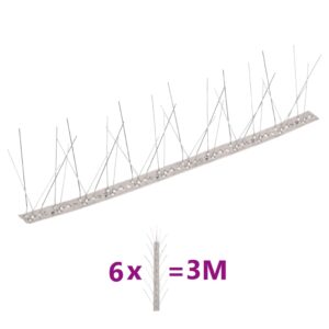 vidaXL Fuglepigger 5-rader 6 stk rustfritt stål 3 m