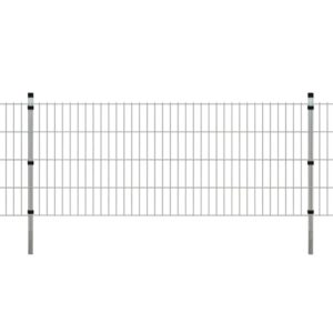 vidaXL 2D Hagegjerdepanel og påler 2008x830 mm 2 m Sølv