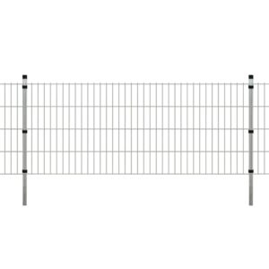 vidaXL 2D Hagegjerdepanel og påler 2008x830 mm 8 m Sølv