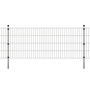 vidaXL 2D Hagegjerdepanel og påler 2008x830 mm 12 m Sølv