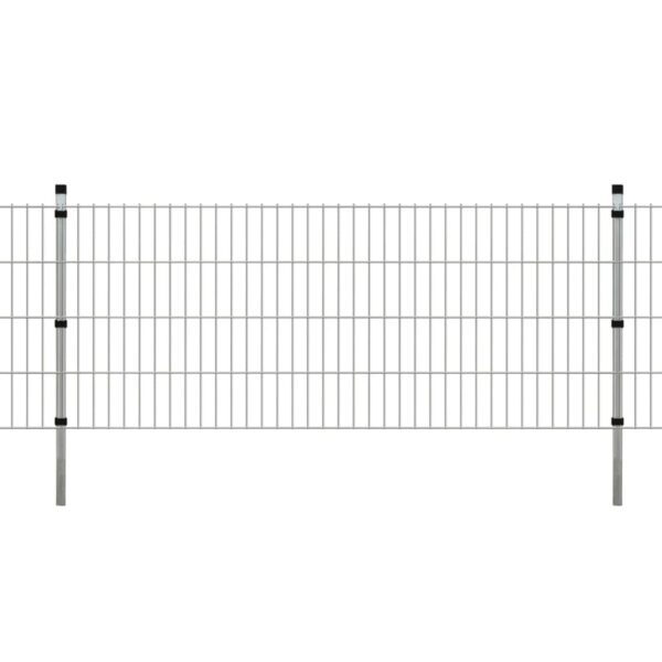 vidaXL 2D Hagegjerdepanel og påler 2008x830 mm 12 m Sølv