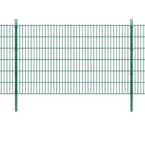 vidaXL 2D Hagegjerde paneler og stolper 2008x1230mm 12m Grønn