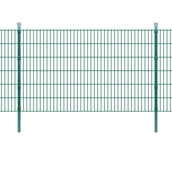 vidaXL 2D Hagegjerde paneler og stolper 2008x1230mm 12m Grønn