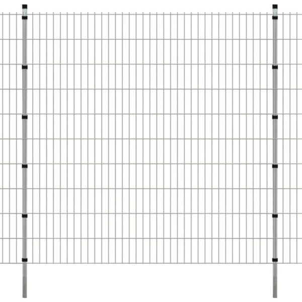 vidaXL 2D Hagegjerde paneler og stolper 2008x2030mm 2m Sølv