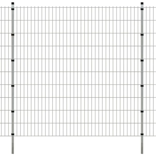 vidaXL 2D Hagegjerde paneler og stolper 2008x2030mm 4m Sølv