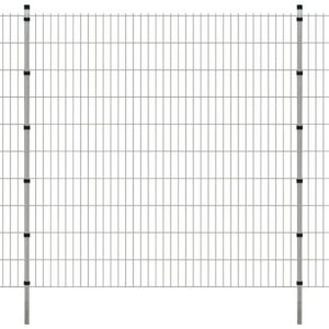 vidaXL 2D Hagegjerde paneler og stolper 2008x2030mm 10m Sølv