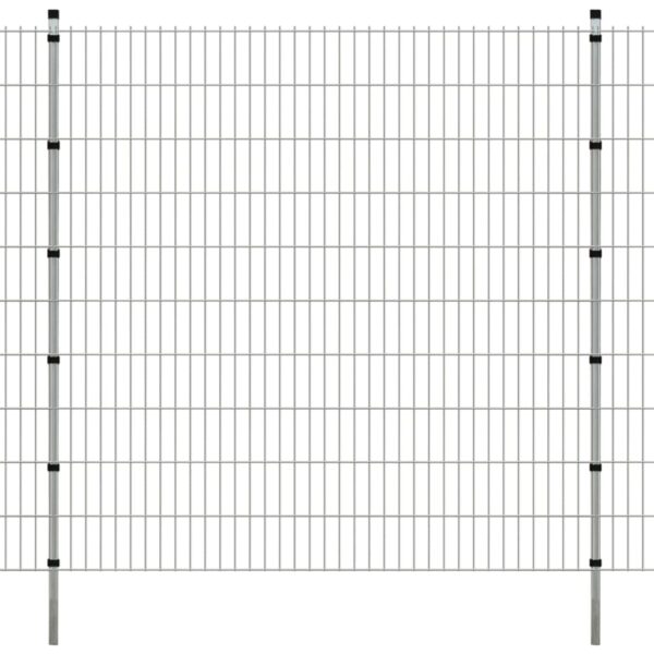 vidaXL 2D Hagegjerde paneler og stolper 2008x2030mm 20m Sølv