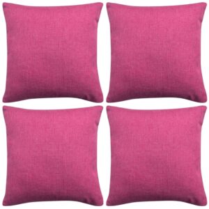 vidaXL Putetrekk 4 stk Lin-aktig Pink 50x50 cm