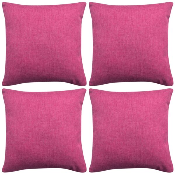 vidaXL Putetrekk 4 stk Lin-aktig Pink 50x50 cm