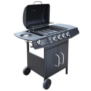 vidaXL Gassgrill 4+1 kokesoner svart