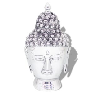 vidaXL Buddha hodedekorasjon aluminum sølv