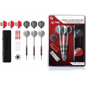 XQmax Darts Nikkelbelagt dartsett 30 deler 21g stålspisser QD7000680