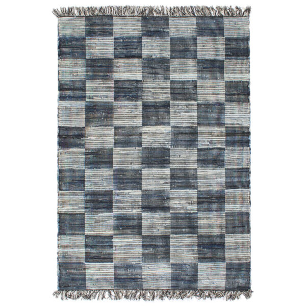 vidaXL Håndvevet Chindi teppe denim 120x170 cm blå