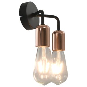 vidaXL Vegglampe svart og kobber E27