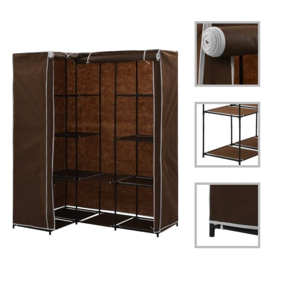 vidaXL Hjørnegarderobe brun 130x87x169 cm