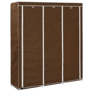 vidaXL Garderobe med skap og stenger brun 150x45x175 cm stoff