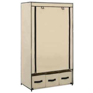 vidaXL Garderobe kremhvit 87x49x159 cm stoff