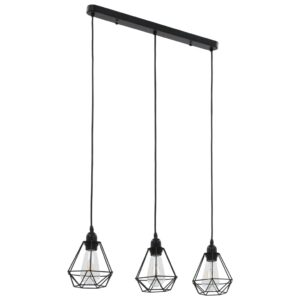 vidaXL Taklampe med diamant-design svart 3 x E27 lyspærer