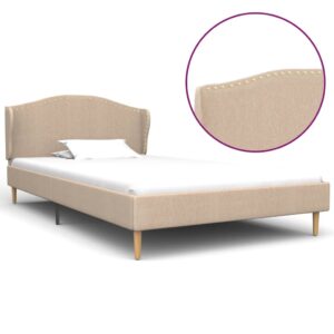 vidaXL Sengeramme beige stoff 90x200 cm