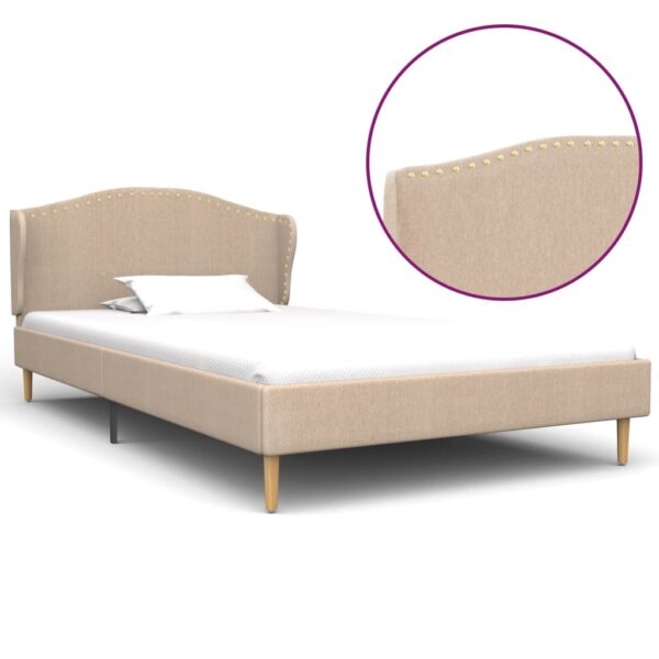 vidaXL Sengeramme beige stoff 90x200 cm