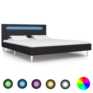 vidaXL Sengeramme med LED svart stoff 135x190 cm