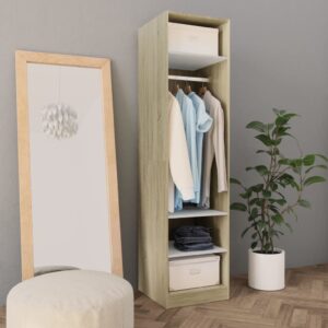 vidaXL Garderobe hvit og sonoma eik 50x50x200 cm sponplate