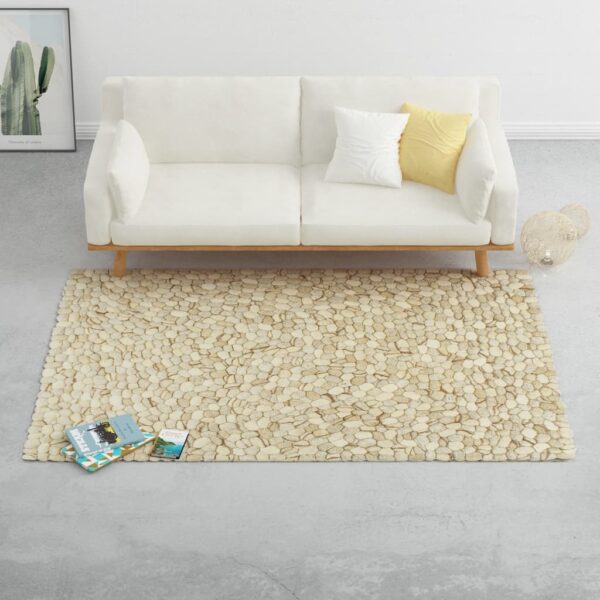 vidaXL Ullsteinteppe 80x150 cm beige/grå/brun/sjokolade