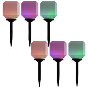 vidaXL Utendørs sollampe 6 stk LED kubeformet 20 cm RGB