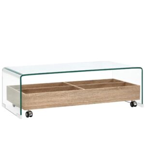 vidaXL Salongbord klart 98x45x31 cm herdet glass