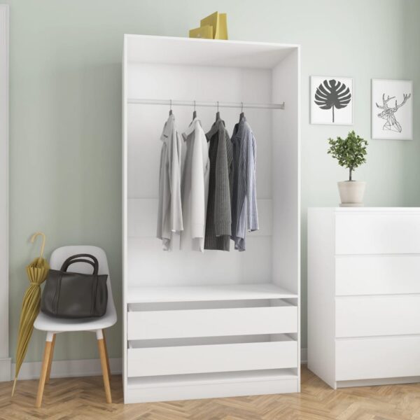 vidaXL Garderobe hvit 100x50x200 cm konstruert tre