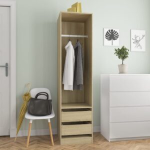 vidaXL Garderobe med skuffer sonoma eik 50x50x200 cm konstruert tre