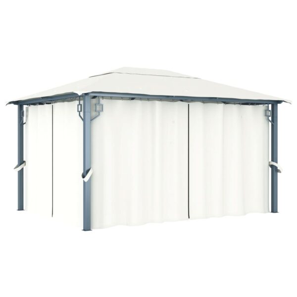 vidaXL Paviljong med gardin 400 x 300 cm kremhvit aluminium