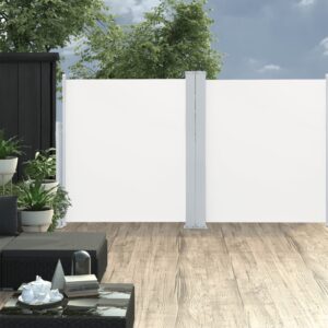 vidaXL Uttrekkbar sidemarkise dobbel 170x600 cm kremhvit