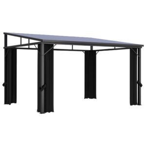 vidaXL Paviljong med gardin 405x294x244 cm antrasitt