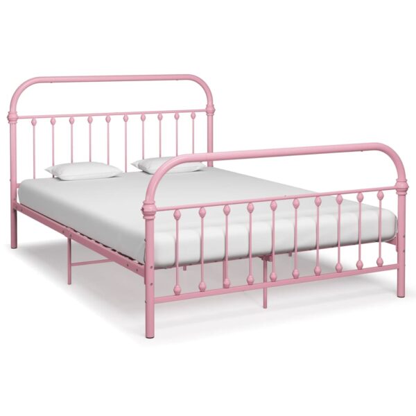 vidaXL Sengeramme rosa metall 140x200 cm