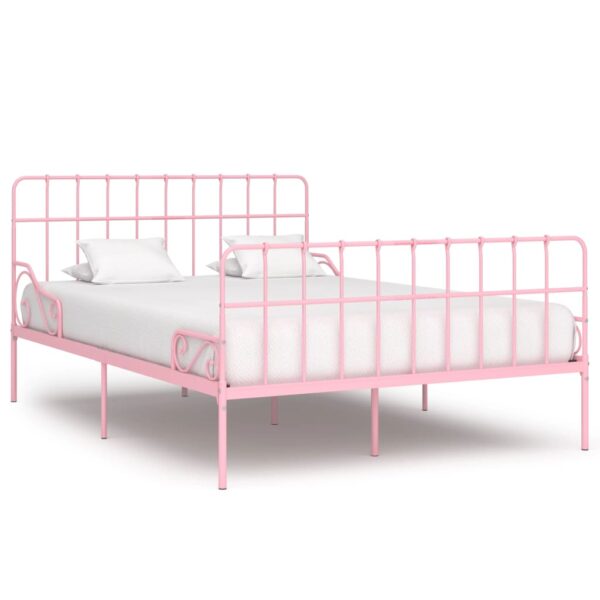 vidaXL Sengeramme med spilebase rosa metall 160x200 cm