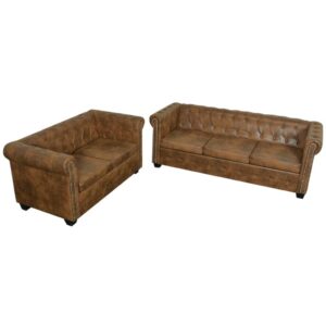 vidaXL Chesterfield sofaer 2 stk brun