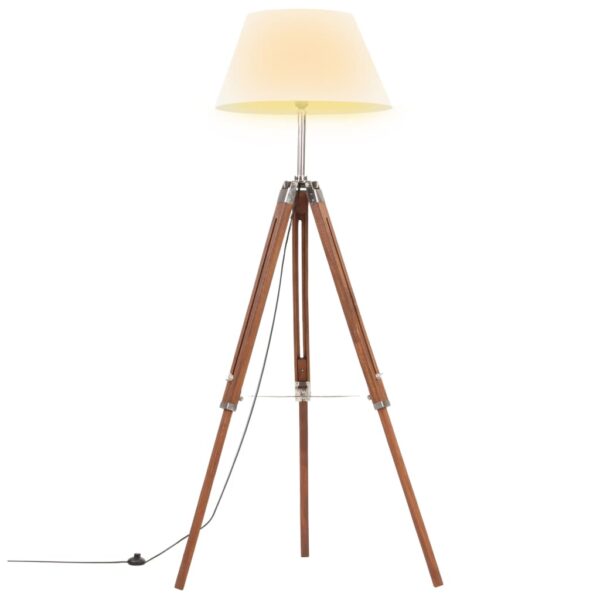 vidaXL Gulvlampe med stativ honningbrun og hvit heltre teak 141 cm